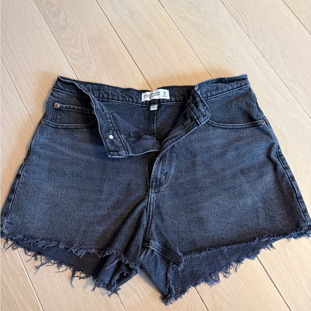 Abercrombie & Fitch Washed Black Cut Off Jean Shorts